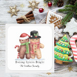 Baking Spirits Bright Christmas Holiday  Square Sticker<br><div class="desc">Transform your holiday season into a magical wonderland with this enchanting Christmas sticker label. Perfect for adding that extra touch of festivity to your gifts of homemade goodies and treats. This sticker is designed to make your holiday moments truly unforgettable.</div>