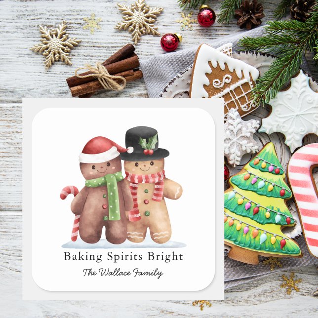 Baking Spirits Bright Christmas Holiday  Square Sticker (Creator Uploaded)