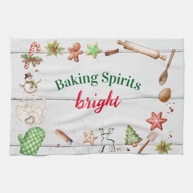 Baking Spirits Bright Christmas Kitchen Towel (Horizontal)