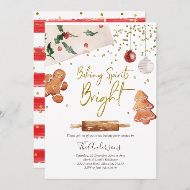 Baking Spirits Bright Christmas Party Invitation (Front/Back)