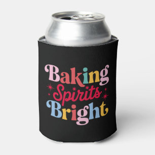 Baking Spirits Bright Christmas Retro Groovy Xmas Can Cooler