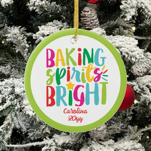 Baking Spirits Bright Colorful Christmas Treats Ceramic Ornament