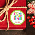 Baking Spirits Bright Colorful Christmas Treats Classic Round Sticker<br><div class="desc">This Christmas design features the text "baking spirits bright" in fun, colorful typography. Click the customize button for more flexibility in adding/modifying the text and/or graphics! Variations of this design as well as coordinating products are available in our shop, zazzle.com/store/doodlelulu. Contact us if you need this design applied to a...</div>