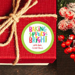 Baking Spirits Bright Colorful Christmas Treats Classic Round Sticker<br><div class="desc">This Christmas design features the text "baking spirits bright" in fun, colorful typography. Click the customize button for more flexibility in adding/modifying the text and/or graphics! Variations of this design as well as coordinating products are available in our shop, zazzle.com/store/doodlelulu. Contact us if you need this design applied to a...</div>
