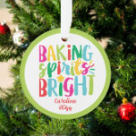 Baking Spirits Bright Colorful Christmas Treats Ornament<br><div class="desc">This Christmas design features the text "baking spirits bright" in fun, colorful typography. Click the customize button for more flexibility in adding/modifying the text and/or graphics! Variations of this design as well as coordinating products are available in our shop, zazzle.com/store/doodlelulu. Contact us if you need this design applied to a...</div>