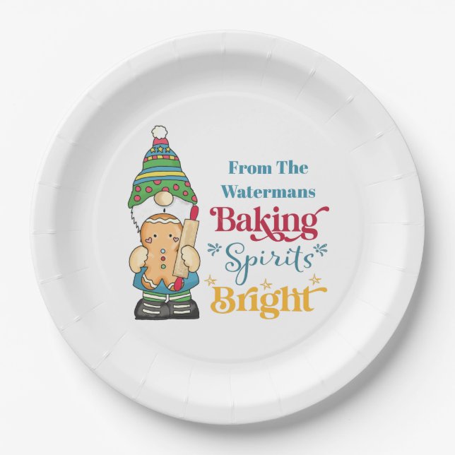 Baking Spirits Bright Cookie Christmas Holiday  Paper Plates (Front)