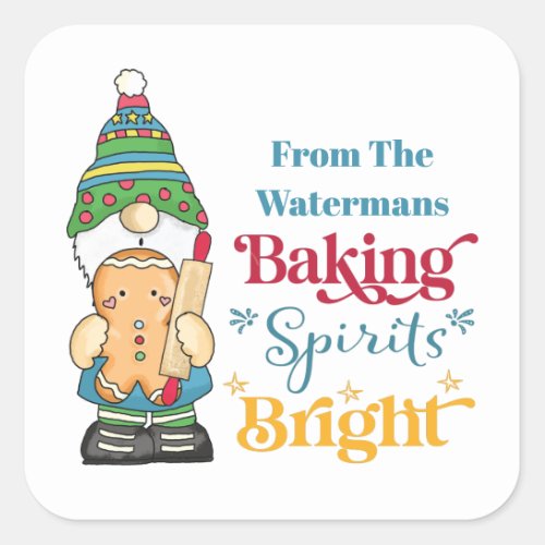 Baking Spirits Bright Cookie Christmas Holiday  Square Sticker