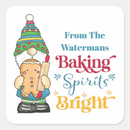 Baking Spirits Bright Cookie Christmas Holiday Square Sticker