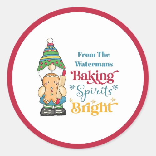 Baking Spirits Bright Cookie Red Christmas Classic Round Sticker