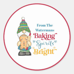 Baking Spirits Bright Cookie Red Christmas Classic Round Sticker