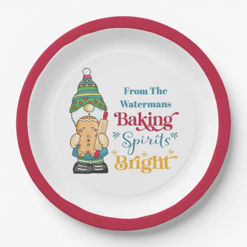 Baking Spirits Bright Cookie Red Christmas Holiday Paper Plates
