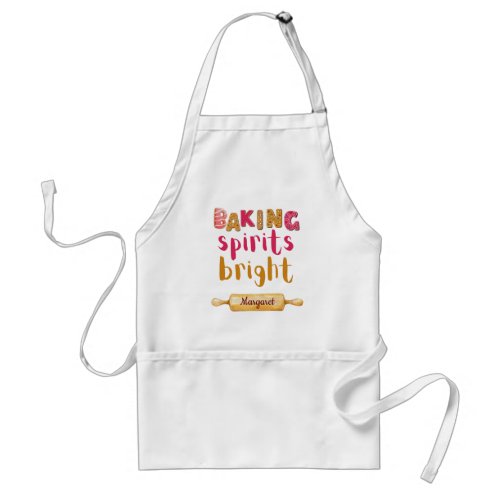 Baking Spirits Bright Cute Christmas Personalized  Adult Apron