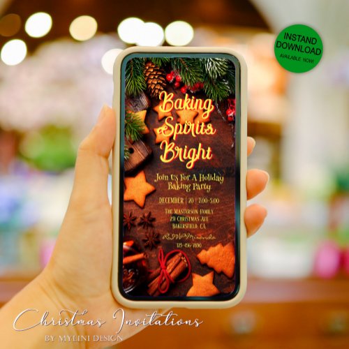 Baking Spirits Bright Digital Christmas Invitation