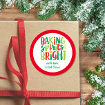 Baking Spirits Bright Festive Christmas Treats Classic Round Sticker<br><div class="desc">This Christmas design features the text "baking spirits bright" in fun, festive red and green typography. Click the customize button for more flexibility in adding/modifying the text and/or graphics! Variations of this design as well as coordinating products are available in our shop, zazzle.com/store/doodlelulu. Contact us if you need this design...</div>