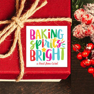 Baking Spirits Bright Festive Colorful Christmas Square Sticker