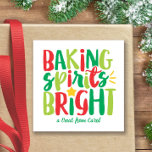 Baking Spirits Bright Festive Red Green Christmas Square Sticker<br><div class="desc">This Christmas design features the text "baking spirits bright" in fun, festive red and green typography. Click the customize button for more flexibility in adding/modifying the text and/or graphics! Variations of this design as well as coordinating products are available in our shop, zazzle.com/store/doodlelulu. Contact us if you need this design...</div>