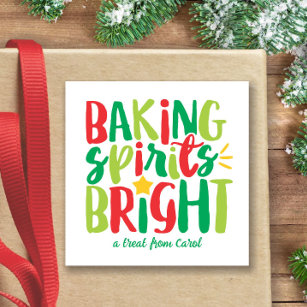 Baking Spirits Bright Festive Red Green Christmas Square Sticker
