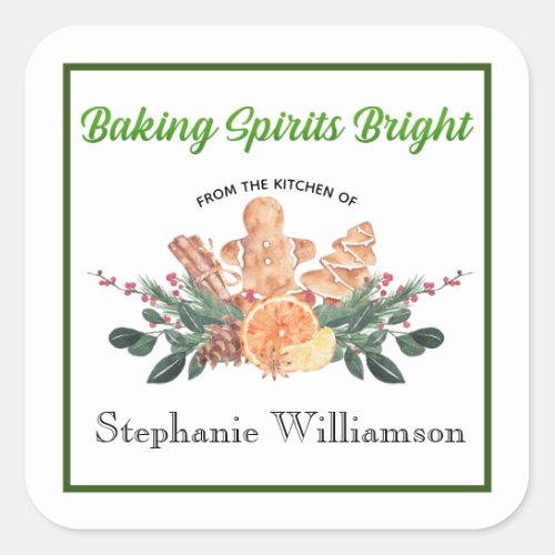 Baking Spirits Bright Food Gift from Kitchen of  Square Sticker