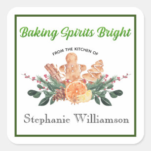 Baking Spirits Bright Food Gift "from Kitchen of" Square Sticker