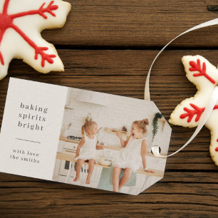 Baking Spirits Bright Fun Kids Photo Neutral Gift Tags