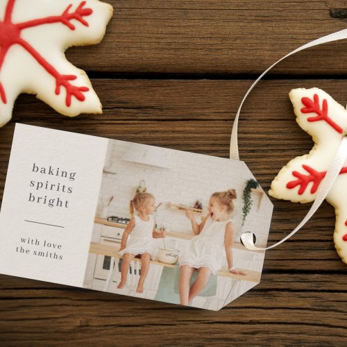 Baking Spirits Bright  Fun Kids Photo Neutral Gift Tags