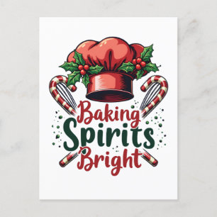 Baking Spirits Bright Funny Baking Chef Baker Announcement Postcard