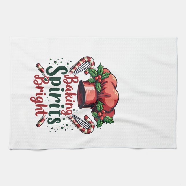 Baking Spirits Bright Funny Baking Chef Baker   Kitchen Towel (Horizontal)
