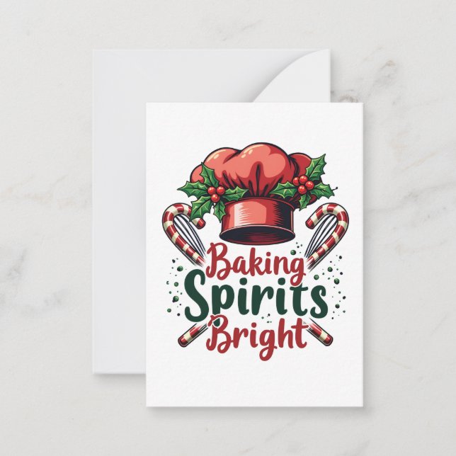 Baking Spirits Bright Funny Baking Chef Baker   Note Card (Front)