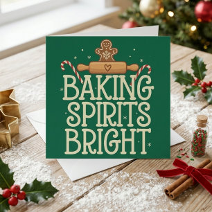 Baking Spirits Bright Funny Christmas Baking Quote Holiday Card