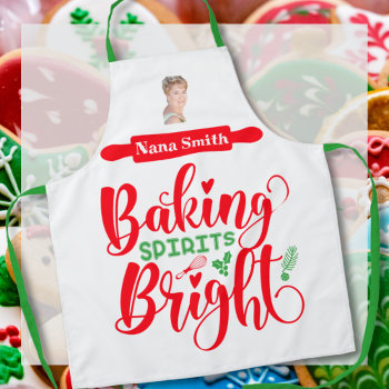 Baking Spirits Bright Funny Christmas Novelty Apron by Wise_Crack at Zazzle