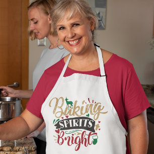 Baking Spirits Bright Funny Christmas Pun Apron