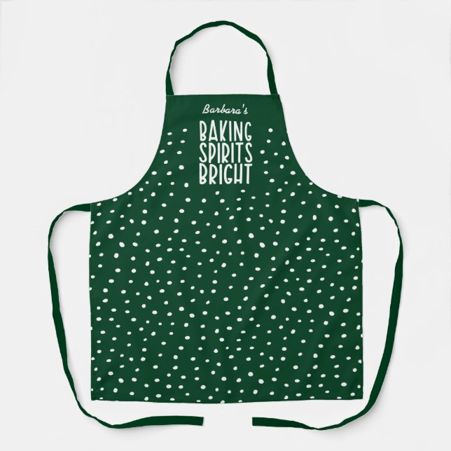 Baking Spirits Bright Funny Green Polka Dot Apron (Front)