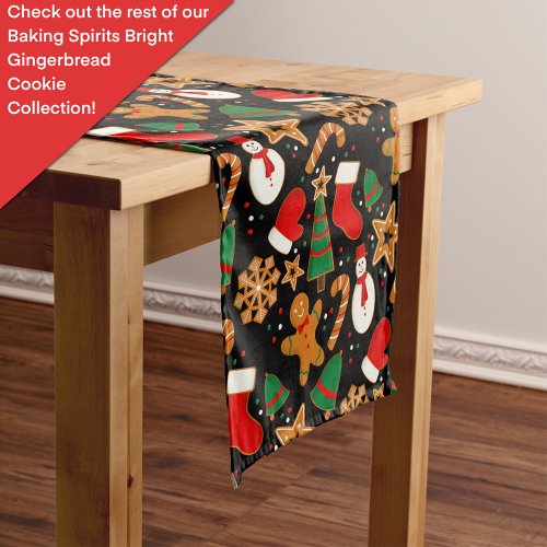 Baking Spirits Bright Gingerbread Christmas Cookie Medium Table Runner