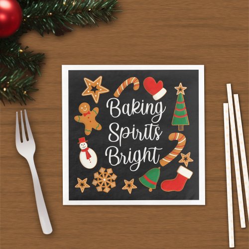 Baking Spirits Bright Gingerbread Christmas Cookie Paper Dinner Napkins