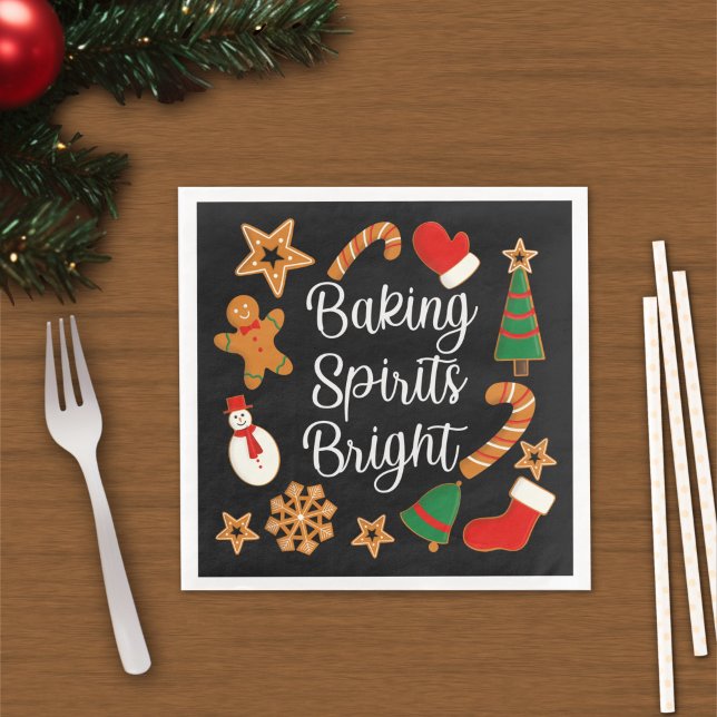 Baking Spirits Bright Gingerbread Christmas Cookie Paper Dinner Napkins (Creator Uploaded)