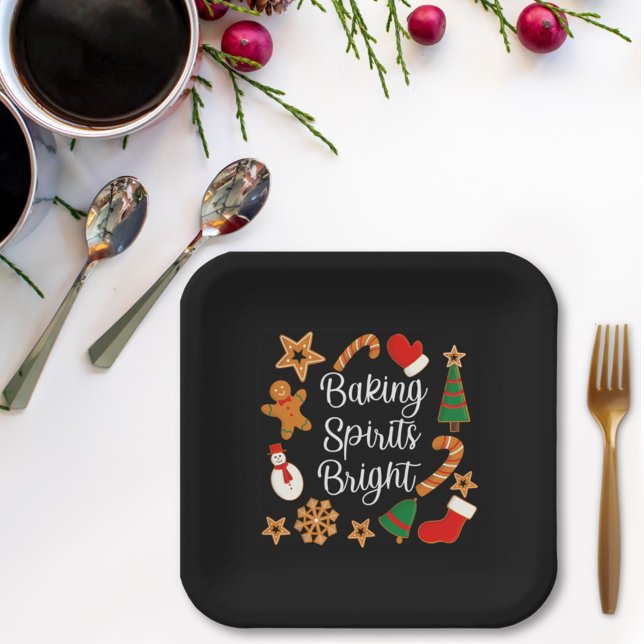 Baking Spirits Bright Gingerbread Christmas Cookie Paper Plates (Creator Uploaded)