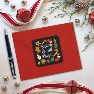 Baking Spirits Bright Gingerbread Christmas Cookie Square Sticker
