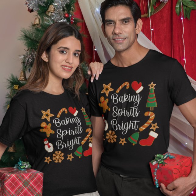 Baking Spirits Bright Gingerbread Christmas Cookie T-Shirt (Creator Uploaded)