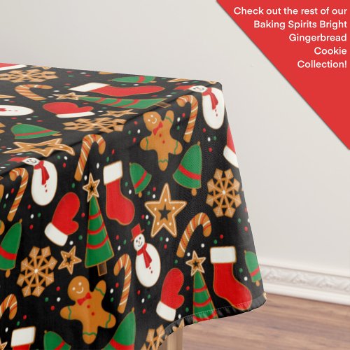 Baking Spirits Bright Gingerbread Christmas Cookie Tablecloth