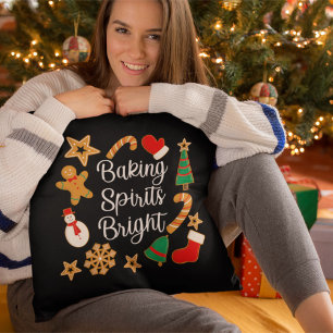 Baking Spirits Bright Gingerbread Christmas Cookie Throw Pillow