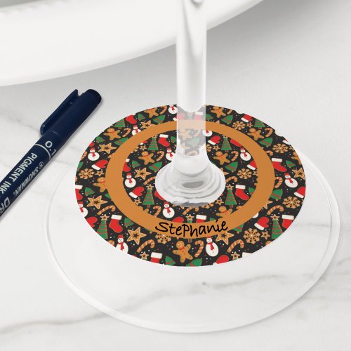 Baking Spirits Bright Gingerbread Christmas Cookie Wine Glass Tag