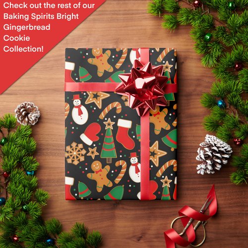 Baking Spirits Bright Gingerbread Christmas Cookie Wrapping Paper