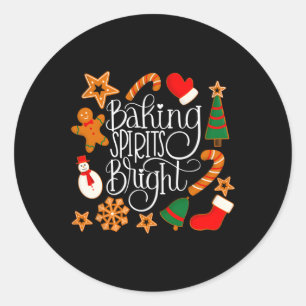 Baking Spirits Bright Gingerbread Cookies Dark Classic Round Sticker