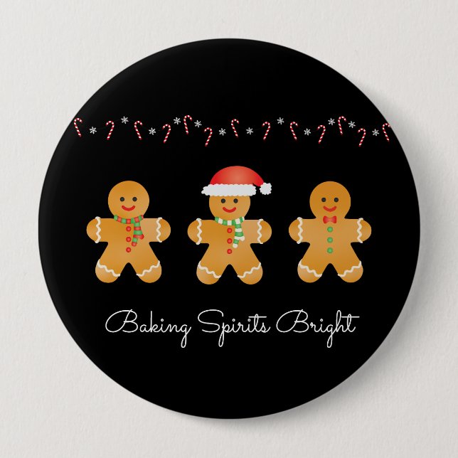 Baking Spirits Bright Gingerbread Men Button (Front)