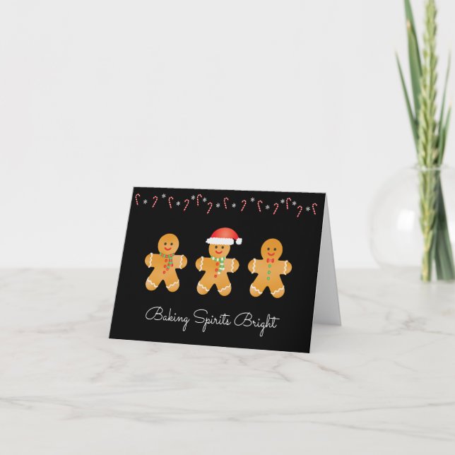 Baking Spirits Bright Gingerbread Men Holiday Card (Front)