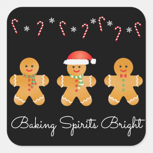 Baking Spirits Bright Gingerbread Men Square Sticker