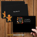 Baking Spirits Bright Gingerbread Pre-addressed Envelope<br><div class="desc">Elevate your Christmas festivities with our exclusive “Baking Spirits Bright” design. Immerse yourself in the holiday spirit as hand drawn gingerbread cookies, adorned with festive shapes like stars, snowmen, mittens, Christmas trees, snowflakes, bells, stockings and the classic gingerbread man, encircle this heartwarming pun. Spread joy and warmth this season with...</div>