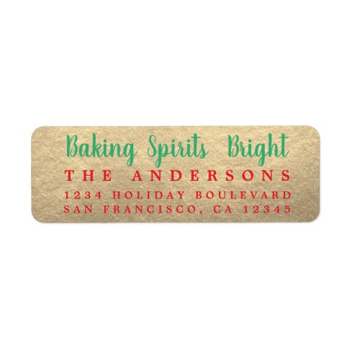Baking Spirits Bright Gold Holiday Label