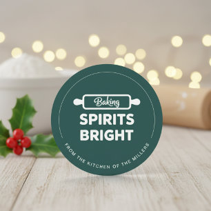 Baking Spirits Bright Green Holiday Kitchen Classic Round Sticker