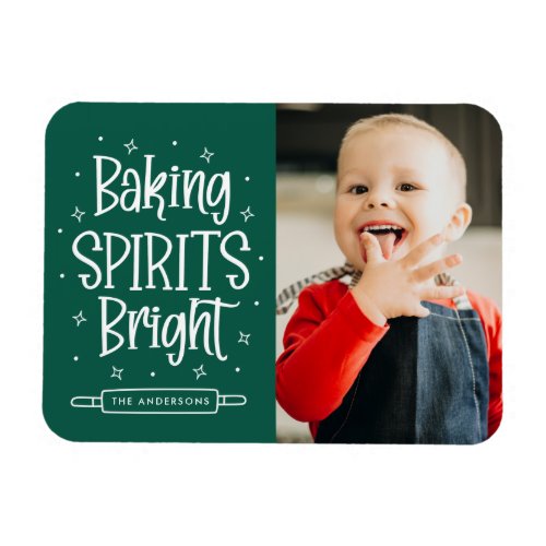 Baking Spirits Bright Green Holiday Photo Magnet